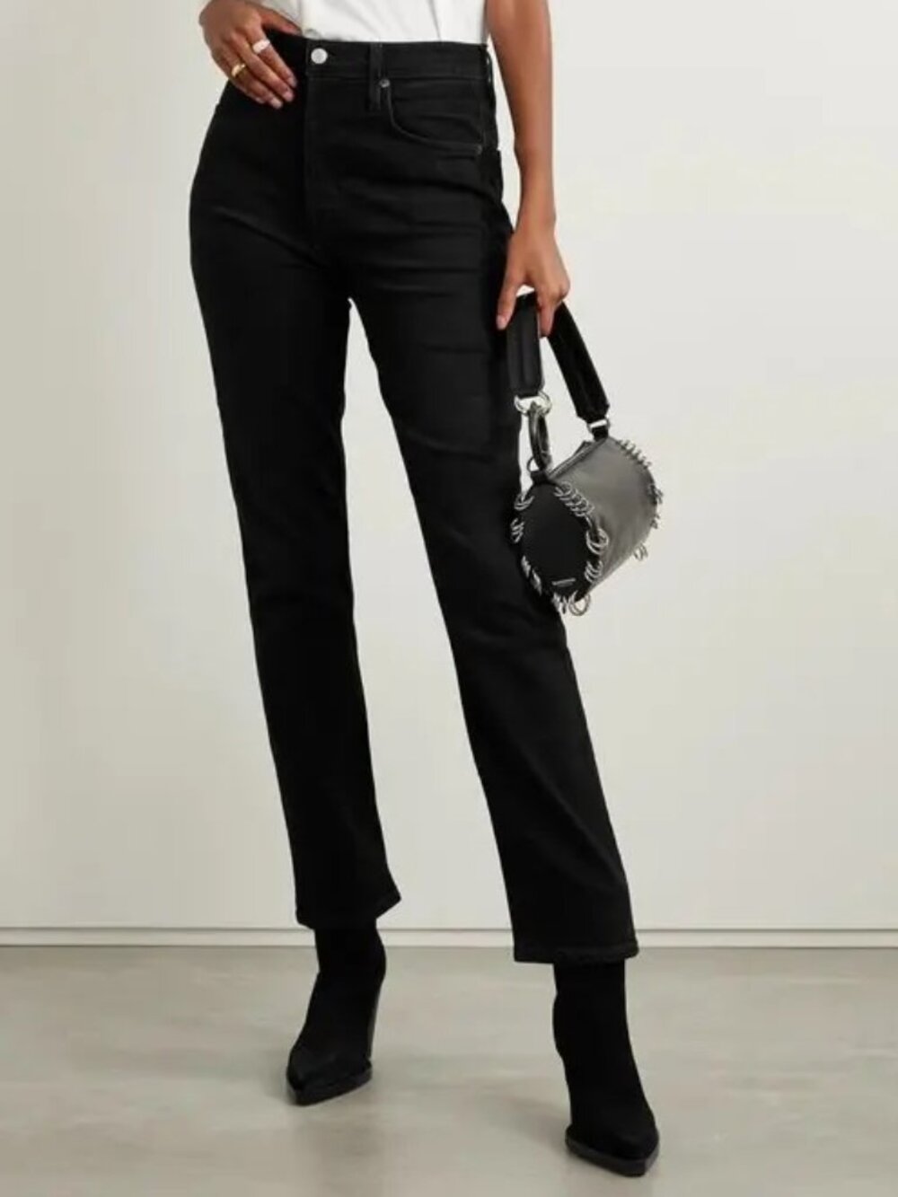 NWT $220 AGOLDE FREYA HIGH RISE SLIM JEANS IN BLACK SIZE W27